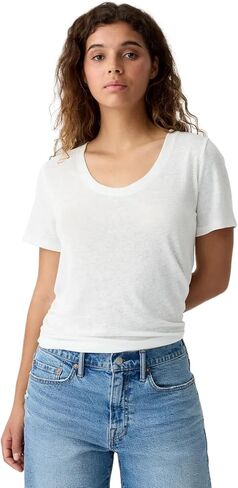 GAP Women's Short Sleeve Linen Scoop in Saudi Arabia