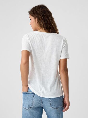 GAP Women's Short Sleeve Linen Scoop in Saudi Arabia