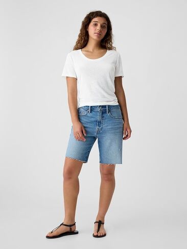 GAP Women's Short Sleeve Linen Scoop in Saudi Arabia