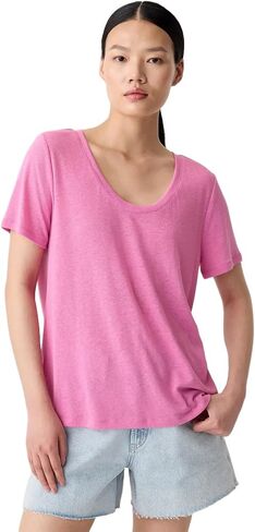GAP Women's Short Sleeve Linen Scoop in Saudi Arabia