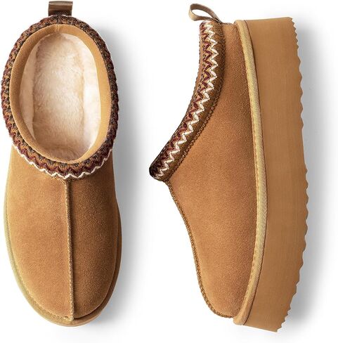 DREAM PAIRS Women's Slippers Genuine Suede Platform Boots Snow Winter Short Ankle Boot Anti-Slip Slip on Slippers For Outdoor Indoor House in Saudi Arabia