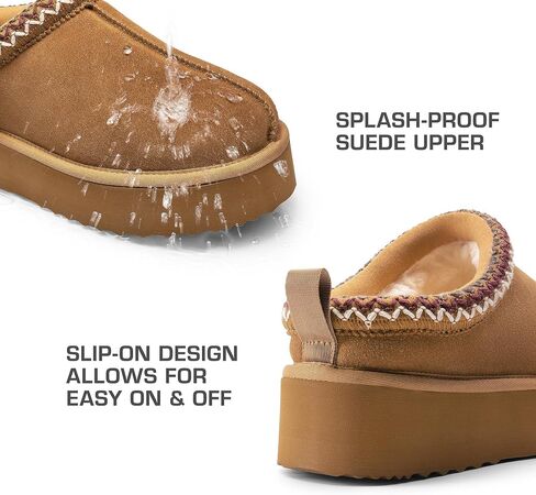 DREAM PAIRS Women's Slippers Genuine Suede Platform Boots Snow Winter Short Ankle Boot Anti-Slip Slip on Slippers For Outdoor Indoor House in Saudi Arabia