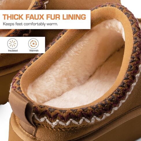 DREAM PAIRS Women's Slippers Genuine Suede Platform Boots Snow Winter Short Ankle Boot Anti-Slip Slip on Slippers For Outdoor Indoor House in Saudi Arabia