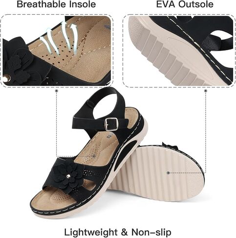 TEMOFON Women Flat Sandals Dressy: Comfortable Leather Sandal, Womens Casual Flats Sandal, Open Toe Summer Shoes in Saudi Arabia