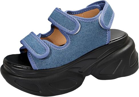 Women's Adjustable Hook and Loop Open Toe Platform Sport Sandals Summer Outdoor Wedge Orthotic Walking Sandals Casual Beach Sandals in Saudi Arabia