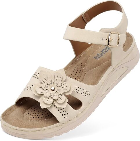 TEMOFON Women Flat Sandals Dressy: Comfortable Leather Sandal, Womens Casual Flats Sandal, Open Toe Summer Shoes in Saudi Arabia