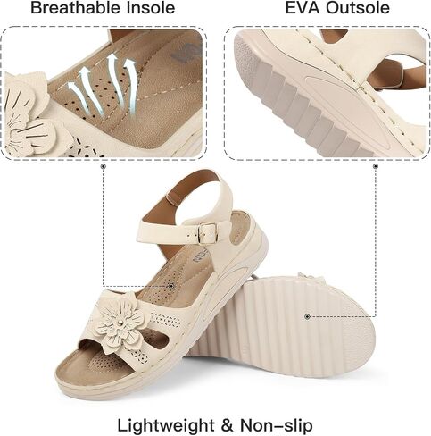 TEMOFON Women Flat Sandals Dressy: Comfortable Leather Sandal, Womens Casual Flats Sandal, Open Toe Summer Shoes in Saudi Arabia