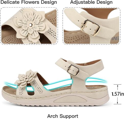 TEMOFON Women Flat Sandals Dressy: Comfortable Leather Sandal, Womens Casual Flats Sandal, Open Toe Summer Shoes in Saudi Arabia