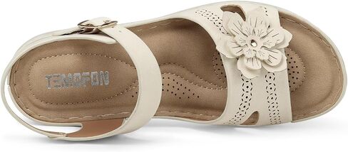 TEMOFON Women Flat Sandals Dressy: Comfortable Leather Sandal, Womens Casual Flats Sandal, Open Toe Summer Shoes in Saudi Arabia