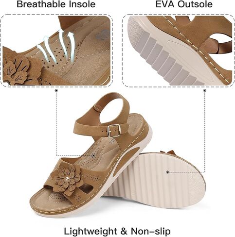 TEMOFON Women Flat Sandals Dressy: Comfortable Leather Sandal, Womens Casual Flats Sandal, Open Toe Summer Shoes in Saudi Arabia