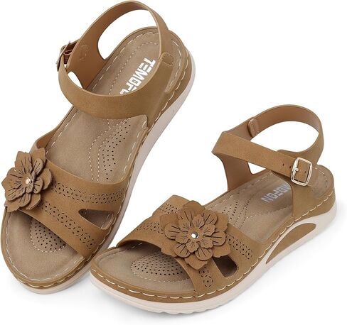 TEMOFON Women Flat Sandals Dressy: Comfortable Leather Sandal, Womens Casual Flats Sandal, Open Toe Summer Shoes in Saudi Arabia