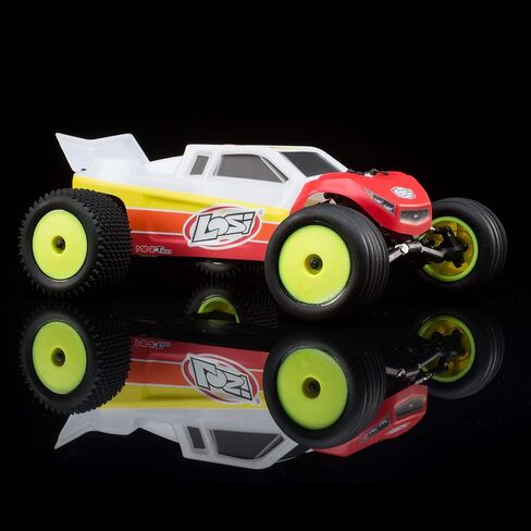 شاحنة Losi RC 1/18 Mini-T 2.0 ذات دفع ثنائي، شاحنة استاد بدون فرش RTR جاهزة للتشغيل باللون الأحمر LOS01019T1 in Saudi Arabia