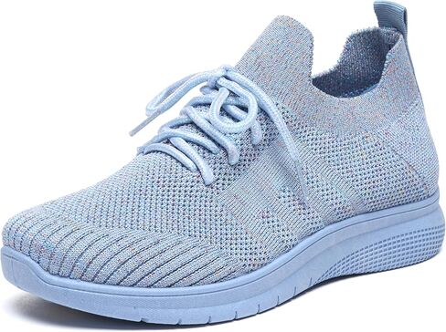 Bernal Women Sparkle Walking Tennis Shoes Casual Lace-Up Non Slip Breathable Mesh Working Sneakers Gym Workout Shoes in Kuwait