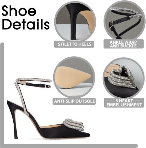 حجر الراين الكعوب للنساء خنجر كعب ثلاثة القلب واضح الكعوب Strappy الصنادل أشار تو الكاحل حزام حفل زفاف مضخات in Kuwait