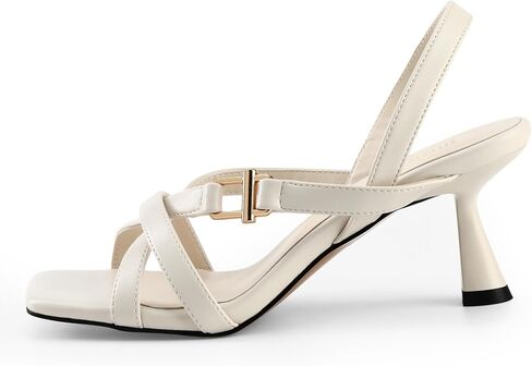 Heeled Sandals for Women with 2.5 IN kitten Heel, Square Toe Slingback Heels, Cute and Elegant Summer Heels, PU Leather/Patent Leather Heels in Saudi Arabia