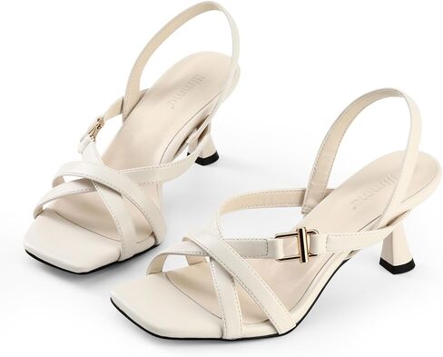 Heeled Sandals for Women with 2.5 IN kitten Heel, Square Toe Slingback Heels, Cute and Elegant Summer Heels, PU Leather/Patent Leather Heels in Saudi Arabia