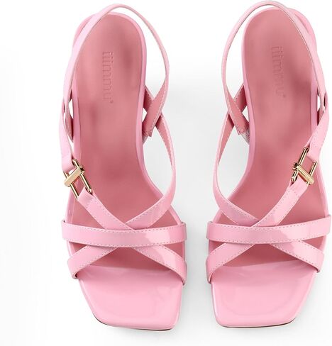 Heeled Sandals for Women with 2.5 IN kitten Heel, Square Toe Slingback Heels, Cute and Elegant Summer Heels, PU Leather/Patent Leather Heels in Saudi Arabia