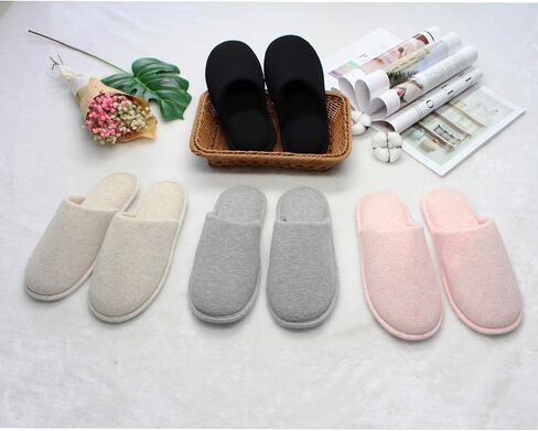 ofoot Womens Indoor Memory Foam Cotton Scuff Slippers Slip On Summer House Shoes Flats Breathable Lightweight Washable Non Skid Rubber Soles in Kuwait