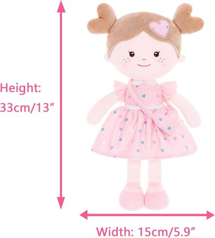 Onetoo Baby Doll أول دمية طفل دمية طفل ناعمة للفتيات دمية خرقة قطيفة ملابس كيتي زي فستان رمادي 14 بوصة in Kuwait