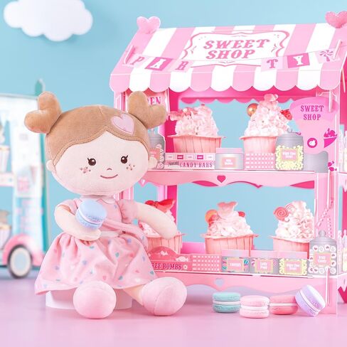 Onetoo Baby Doll أول دمية طفل دمية طفل ناعمة للفتيات دمية خرقة قطيفة ملابس كيتي زي فستان رمادي 14 بوصة in Kuwait
