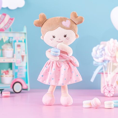 Onetoo Baby Doll أول دمية طفل دمية طفل ناعمة للفتيات دمية خرقة قطيفة ملابس كيتي زي فستان رمادي 14 بوصة in Kuwait