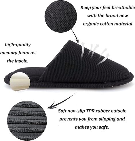 ofoot Womens Indoor Memory Foam Cotton Scuff Slippers Slip On Summer House Shoes Flats Breathable Lightweight Washable Non Skid Rubber Soles in Kuwait
