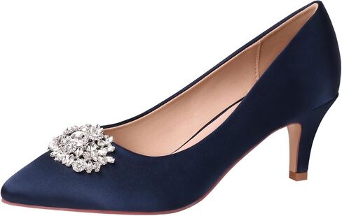 ERIJUNOR E1492D Women Pumps Kitten Heel Lace Satin Brooch Evening Prom Wedding Shoes in Saudi Arabia
