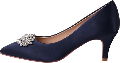 ERIJUNOR E1492D Women Pumps Kitten Heel Lace Satin Brooch Evening Prom Wedding Shoes in Saudi Arabia