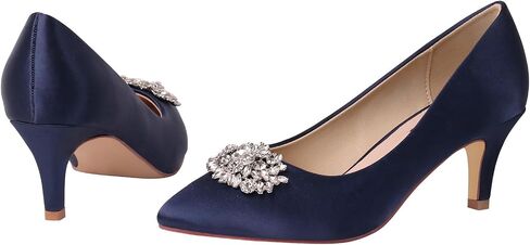 ERIJUNOR E1492D Women Pumps Kitten Heel Lace Satin Brooch Evening Prom Wedding Shoes in Saudi Arabia