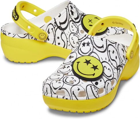 مختبر طباعة Zappos للسيدات من Crocs: قبقاب Smileyworld® الكلاسيكي ذو المنصة in Saudi Arabia