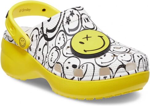 مختبر طباعة Zappos للسيدات من Crocs: قبقاب Smileyworld® الكلاسيكي ذو المنصة in Saudi Arabia