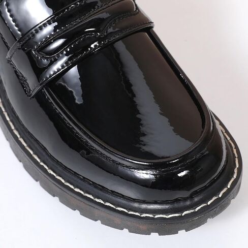 XMM Black Loafers for Women Chunky Loafer Shoes Penny Loafers Flats Lug Sole Lightweight Slip On Ladies Shoes Business Casual Dressy Comfortable Office Shoes in Saudi Arabia