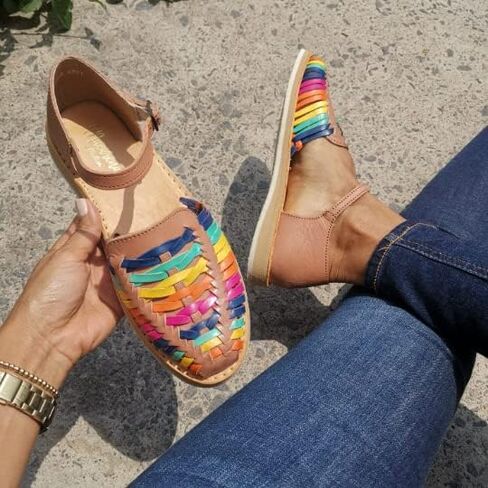 Macarena Collection Womens Shoes Leather Sandals Ankle for Women | Huarache Handmade Mexican Sandals Women | Comfortable & Stylish Womens Sandals 3050 Ankle Strap in Saudi Arabia