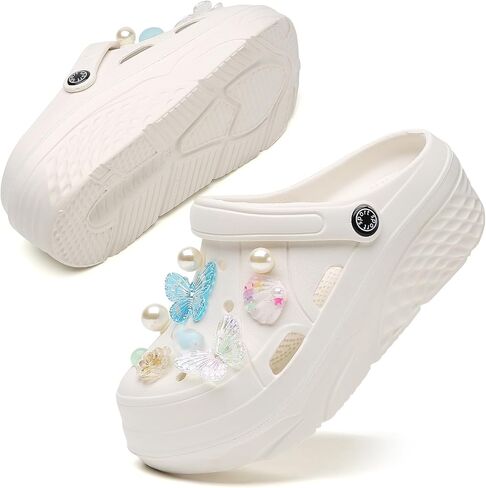 Women's Gardener Platform Clogs Slippers Hight Heels Mules Clog Wedge Sandals Outdoor Beach Shoes in Saudi Arabia