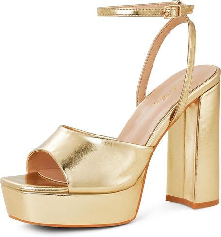 Elisabet Tang Chunky Heeled Platform Sandals for Women,4.7 Inch Block Heels with Open Toe Ankle Strap, Dress Shoes for Wedding Party Homecoming Travel in Saudi Arabia