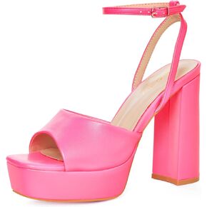 Elisabet Tang Chunky Heeled Platform Sandals for Women,4.7 Inch Block Heels with Open Toe Ankle Strap, Dress Shoes for Wedding Party Homecoming Travel