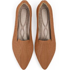Women's Flats Shoes Pointed Toe Knit Ballet Comfortable Dressy Work Casual Slip On Flat