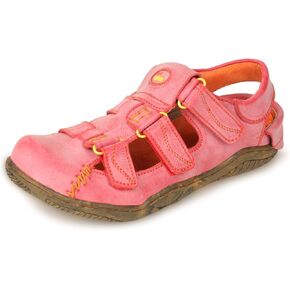 TMA EYES Women's Hook and Loop Closed-Toe Leather Sandal