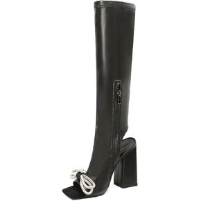 WUDPUNDR Women's Chunky Heel Knee High Boots High Heeled Dress Long Tall Boots