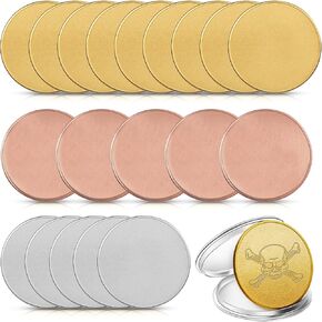 Yinkin 20 Pieces Blank Coin Threaded Edged 40 mm with Acrylic Protection Box Laser Engravable Pattern for DIY Crafts Engraving Travel Birthday Commemorative Collection (Gold, Silver, Red Bronze)