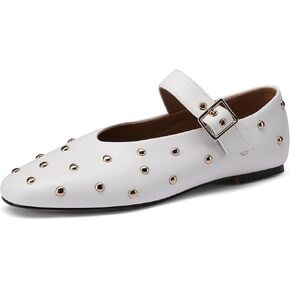 Stylish Mary Jane Studded Flats for Women Comfortable Ballet Buckled Ballerina Shoes for Work, Office, Party, or Daily Shoes