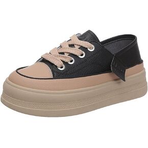 Women's Lace-Up Flat Shoes Platform Sneakers,Comfortable Casual Walking Anti-Slip Fashion Low Top Tennis Sneakers