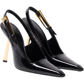 كعب Slingback للنساء مربع أشار تو مشبك معدني مضخات براءات الاختراع والجلود Stiletto فستان عالي الكعب أحذية الزفاف in Kuwait