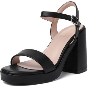 Heels for Women Platform Chunky High Heels Square toe Sexy Block Heeled Sandals Wedding Party Evening Prom Dance Ankle Strappy Dressy Pump Shoes