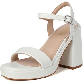 Heels for Women Platform Chunky High Heels Square toe Sexy Block Heeled Sandals Wedding Party Evening Prom Dance Ankle Strappy Dressy Pump Shoes