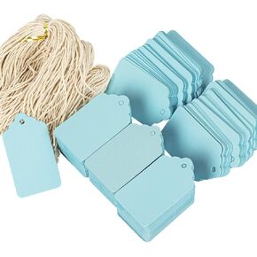 200pcs Blue Gift Wrap Tags, Price Tags,Hang Blank Marking Tags with String for Baby Shower Favors, Father's Day and Craft Homemade Gifts