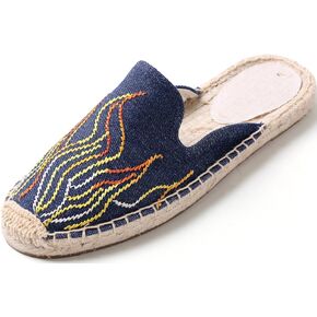 U-lite Women's Stylish Embroidery Flat Espadrilles Fancy Mule