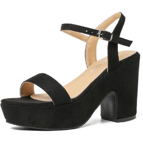 fereshte Women's Chunky Block Heels Platform High Heel Open Toe Ankle Strap Sandals