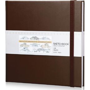 Moinchore Square Sketchbook 8 x 8 Inch Hardcover Art Sketch Book Drawing Papers 120 Pages, Mixed Media Journal Notebook with Elastic Closure Sketchbook for Drawing(Black) in Saudi Arabia