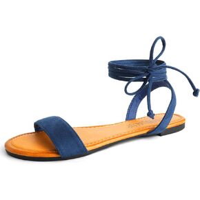 صنادل SANDALUP النسائية الأنيقة ذات الأشرطة الصيفية اللطيفة ذات رباط الكاحل والصنادل المسطحة للنساء in Kuwait